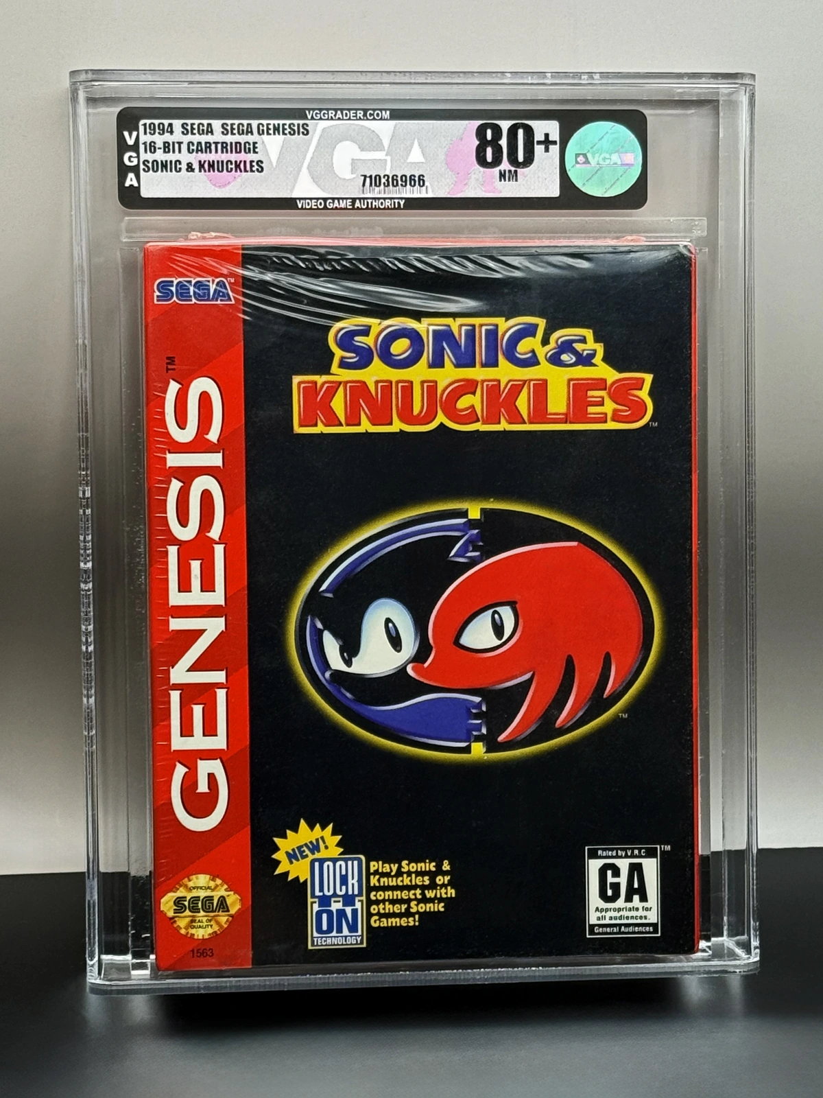 Factory-sealed Sonic & Knuckles for Sega Genesis in its VGA 80+ NM holder, certification 71036966